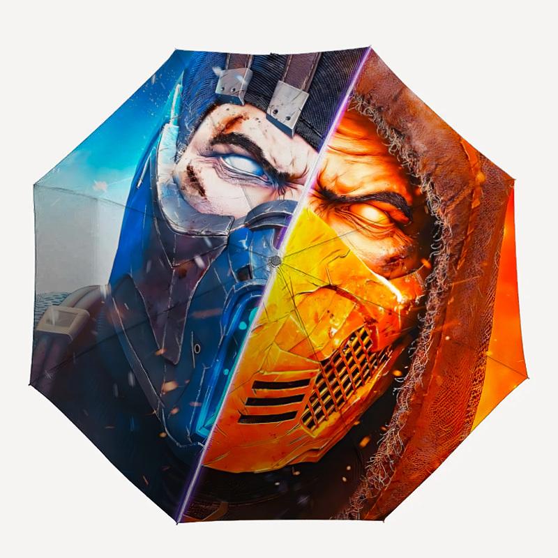 

1pc Mortal Kombat 8-Ribs Sturdy Frame, Automatic Open/Close, Durable & Colorful Ideal for Beach, Travel, And All Seasons, 10178