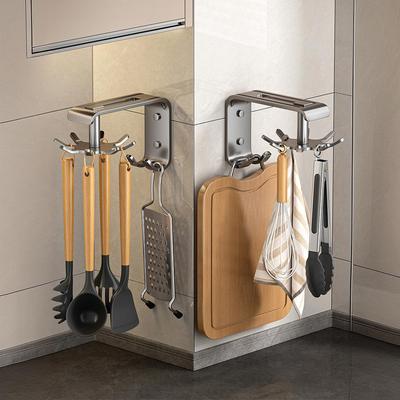 Gancio Girevole da Cucina Senza Foratura Montato a Parete Angolare Scaffale Portaoggetti Multifunzionale Appendiabiti per Cucchiaio Pala