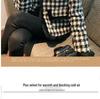 Women's French Chic Houndstooth Chunky Knit Coat - Warm, High-End Autumn/Winter Top with Raw Edges