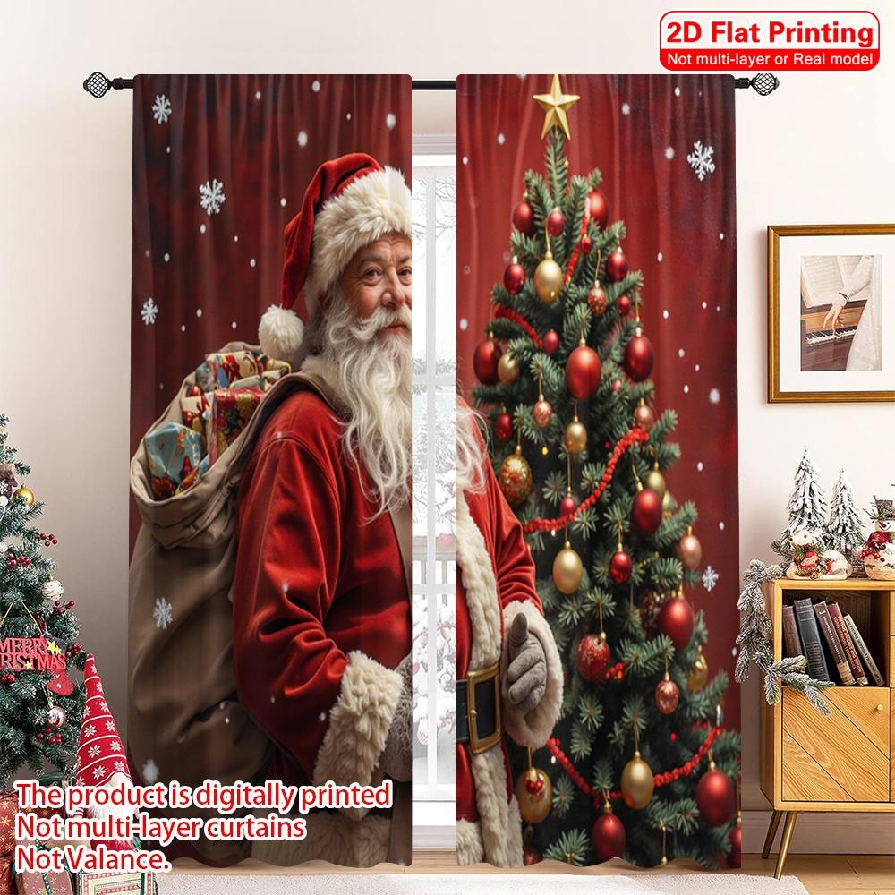 2pcs 2D flat printing Merry Christmas Popular Drapes Santa Claus Christmas Gifts Bag Fabric Without Electricity Festive Wall
