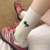 Women's Autumn Mid-Calf Cartoon Embroidery Cotton Socks - Korean Style Scrunch Socks