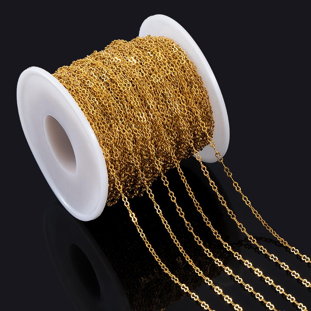 1Meter Stainless Steel Double Loop Link Chain Round 8 Shape 2mm Necklace Chain DIY Handmade Bracelet Material Jewelry Findings