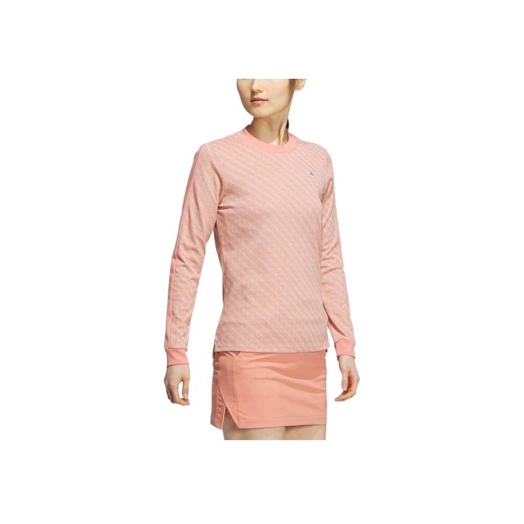adidas Fitted Long Sleeve Crew Neck T-Shirt Women Tops Clay HY0900