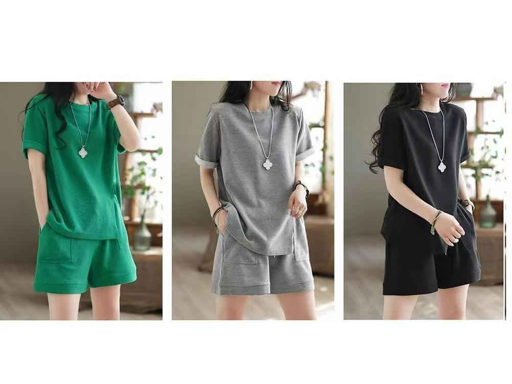 Damen Retro Freizeitshorts & T-Shirt Set - Sommer 2025 Modetrend