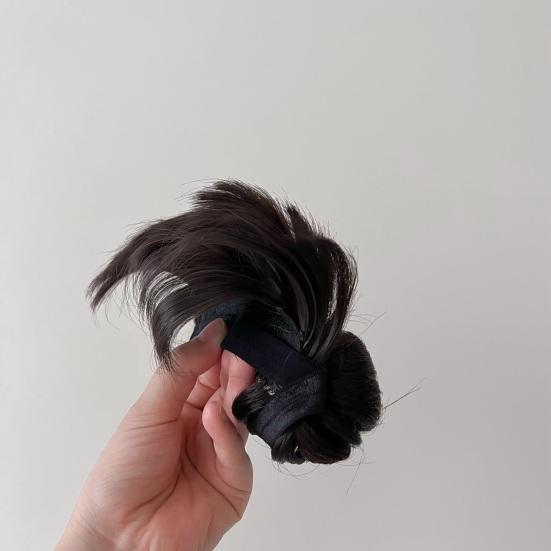 Baby Wig Headband with Bow Design Realistic Simulated Hair Material Secure Elastic Strap Baby Costume Hairband