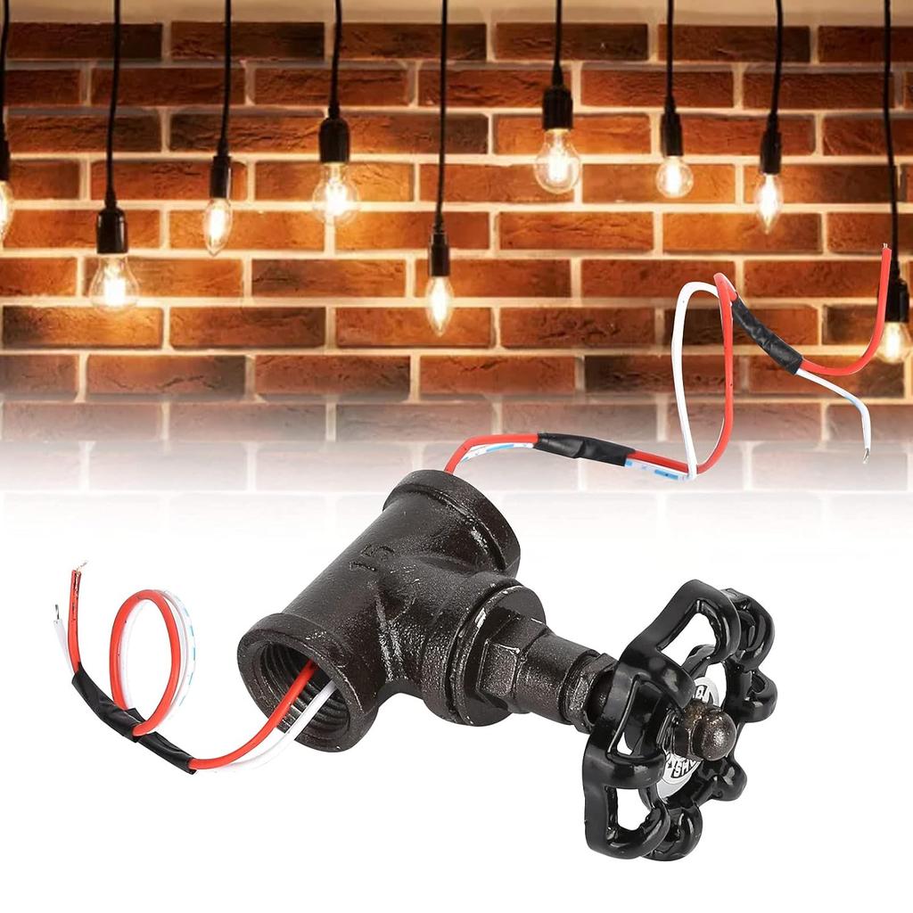 Steampunk Light Switch,Vintage Iron 1.27 Centimeter Stop Valve Light Switch with Wire Light Accessories Parts,Suitable for Desk Lamp Bedroom Home