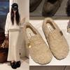 Flat bottom fluffy shoes women's winter plush lazy cotton shoes warm plush beanie shoes
