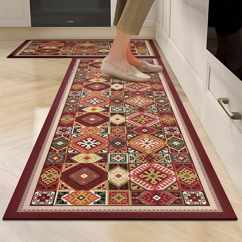Kitchen Rug Absorbent Non-Slip Floor Mat Luxury Botanical Floral Carpet Diatom Mud Long Size Rugs Home Decor Alfombra De Cocina
