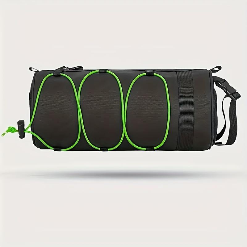 Large Capacity Adjustable Bicycle Handlebar Bag Portable Front Frame Tube Bag Cylindrical Design, Elastic Securing System, Bike Bag
