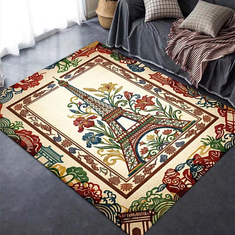2025 New Paris Eiffel Tower Carpet Rug for Living Room Bedroom Home Sofa Decoration,Kids play Non-slip Floor Mat89
