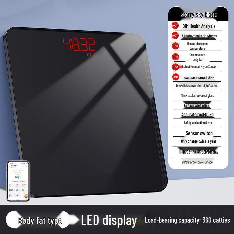 Durable Rechargeable Digital Bathroom Scale: Accurate Smart Body Fat Scale for Women