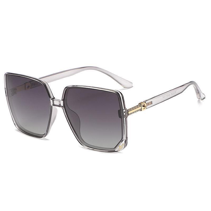 Metal Temple Polarized Large Frame Sunglasses - Women's Minimalist Versatile Sun Protection Fashion