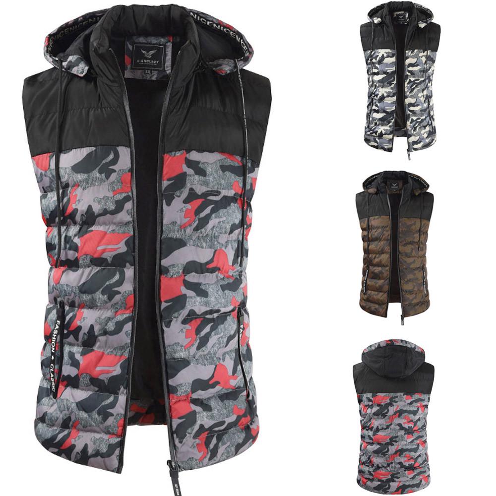 Buy Realwill Men's Autumn And Winter New Camouflage Hooded Vest Pure