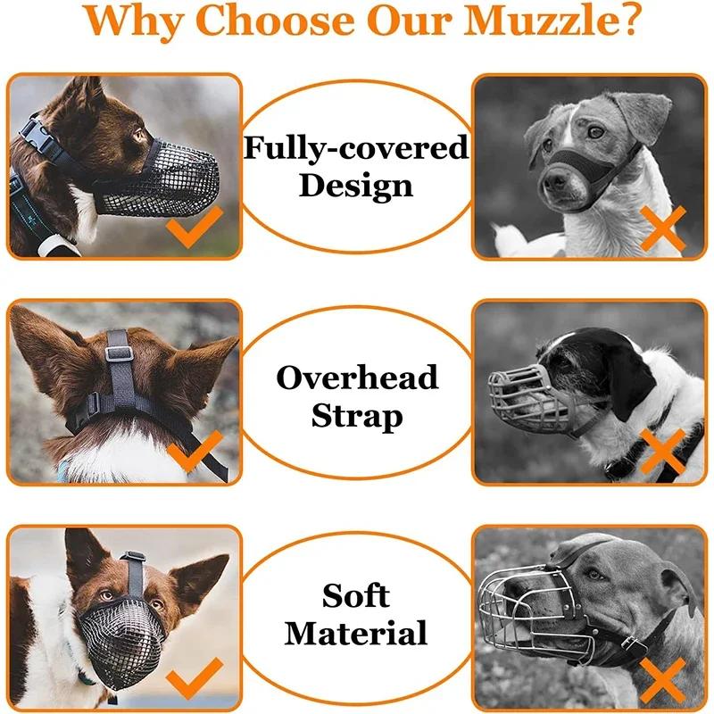 Muso a Rete Morbido per Cani, Copertura Bocca Traspirante, Muso per Cani Piccoli Medi Grandi, Permette di Bere, Non Mordere o Mastcare per Cani