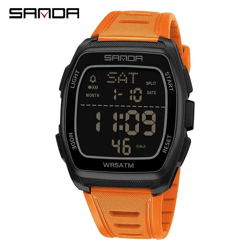 SANDA Fashion Men's Electronic Watch Multifunction Alarm Clock Luminous Waterproof Shockproof Sports Casual Watches for Man