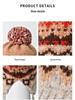 Women's Fair Isle Pompom Knitted Hat - Retro Jacquard Wool with Ear Protection for Winter Warmth