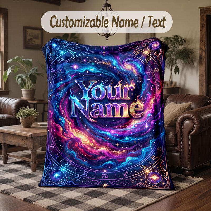 Coperta Cosmica a Tema Spaziale con Nome Personalizzato Testo Coperta Personalizzata Morbida Accogliente per Casa Divano Letto