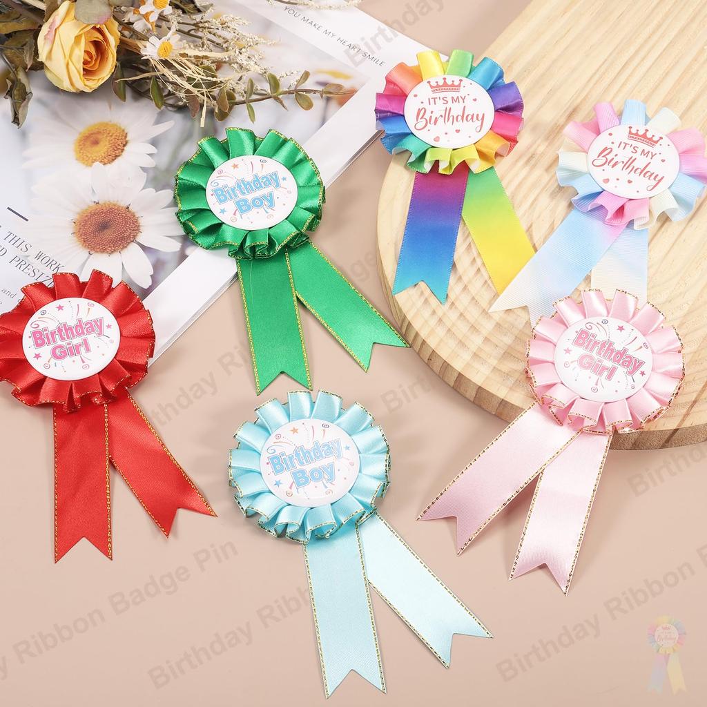 PATIKIL My Birthday Pin, 5.9"x2.8" Tin Ribbon Badge Pin with Satin Fabric Ribbon for Birthday Party Decorations, for Women, Men, Adults, Girls, and