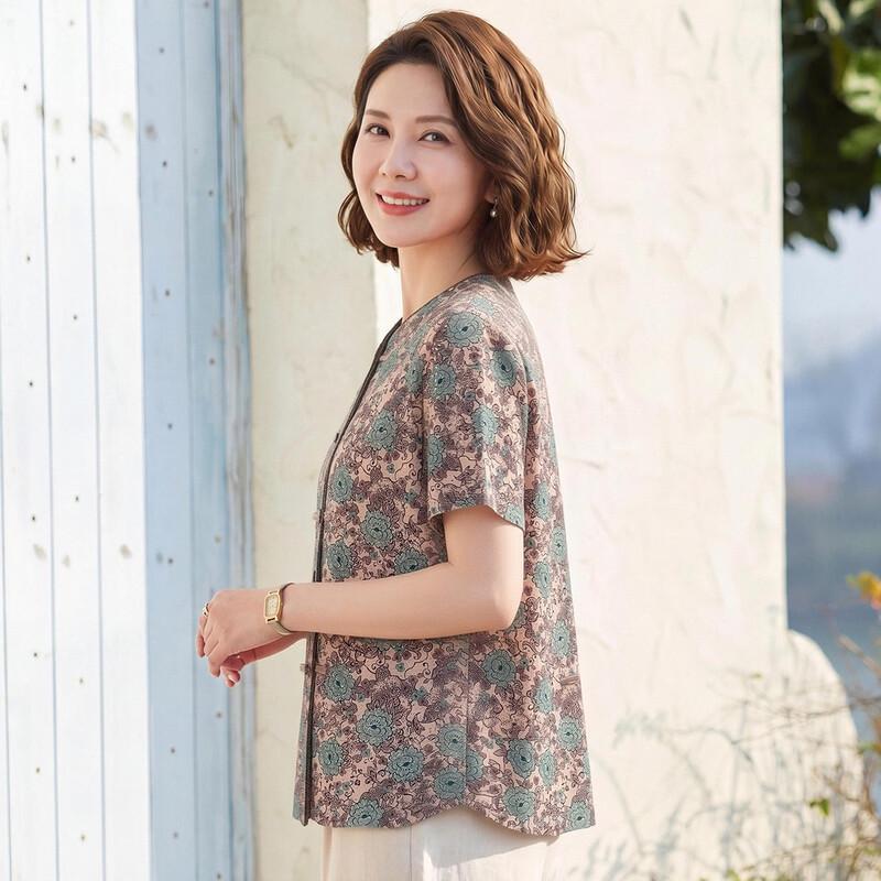 Haoyi Summer Retro Floral Chinese Style Women's Top