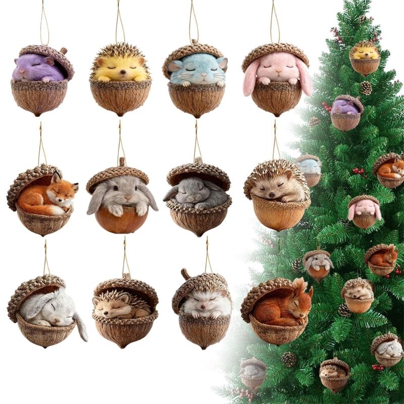 Acrylic Animal Ornaments Glossy Finish and Lightweighted for Christmas Tree Decors Festival Atmosphere Family Gatherings