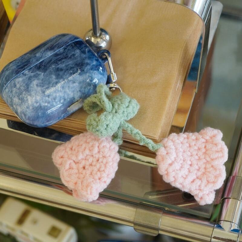 Silverbell Knit Flower Bag Keychain 4 types of pretty flower hand-knitted 4. Blue