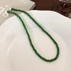Minar 2026 New 4 6 8 10mm Green Color Glass Beads Strand Beaded Necklace for Women Female Silver Plated Toggle Clasp Chokers