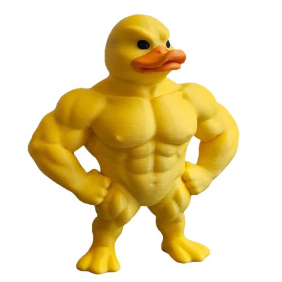 Svalnatá kachna socha 3D tištěná žlutá svalnatá kachna figurka socha domácí kancelář stolní dekorace ozdoba milovníci posilovny dárek