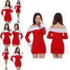 Elegant Xmas Off-shoulder Velvet Dress For Women Perfect For Christmas Parties