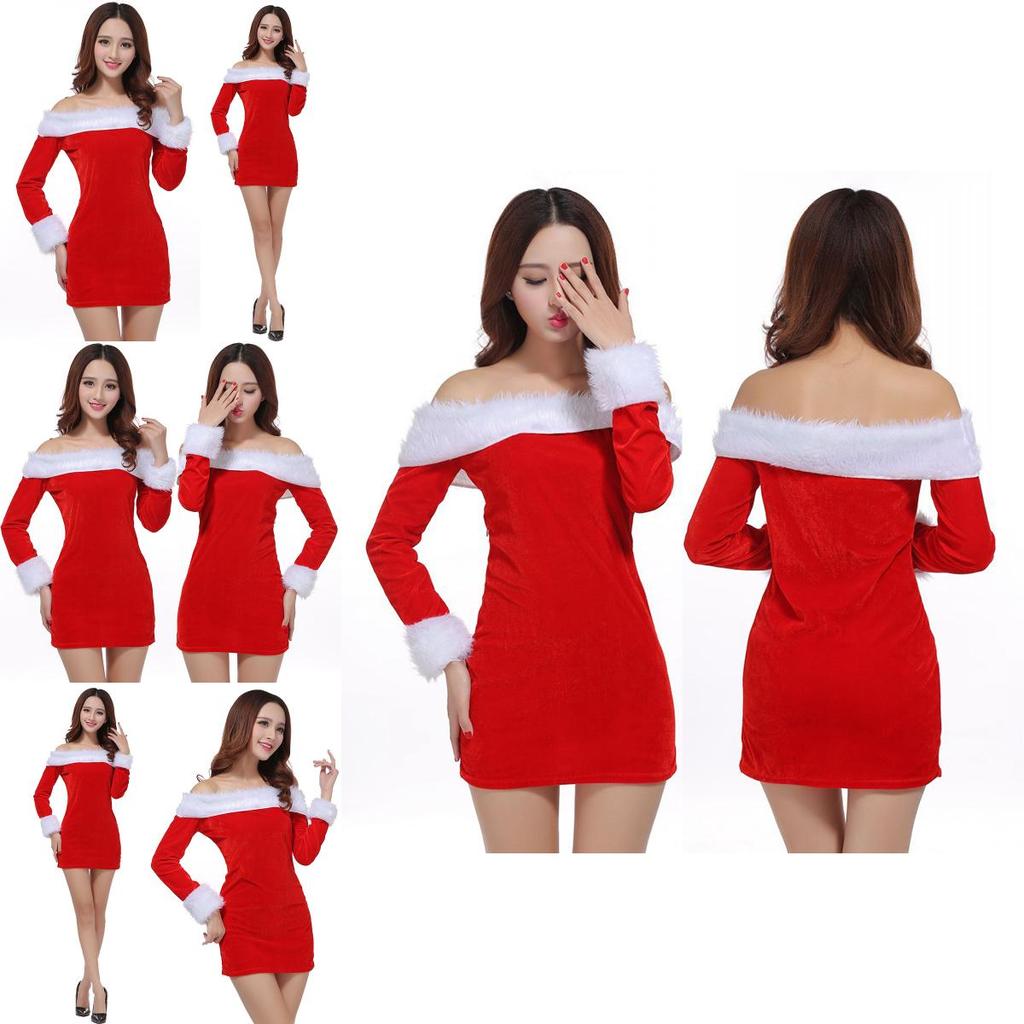 Elegant Xmas Off-shoulder Velvet Dress For Women Perfect For Christmas Parties