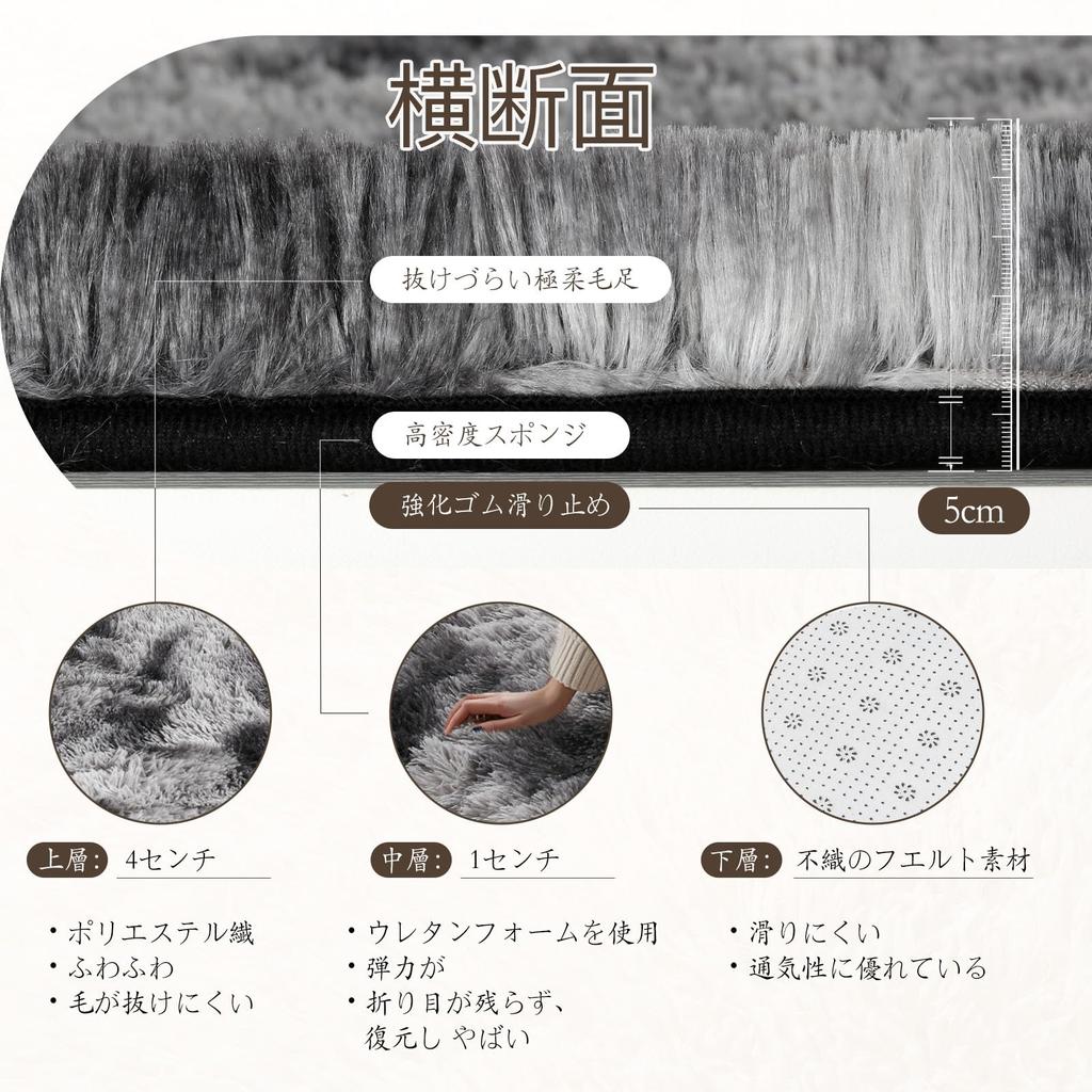 Rug Carpet 240x300cm Total Thickness 5cm Washable Rug Antibacterial Soft To the Touch Soundproof Carpet All Seasons Stylish Scandinavian Style Shaggy