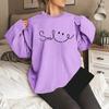 Women's Geometric Smiley Face Crew Neck Pullover Sweatshirt, Sizes S-3XL