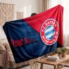 Couverture polaire personnalisée Bayern Munich avec logo de football, texte de nom personnalisé, couverture d'appoint douce et chaude pour la maison