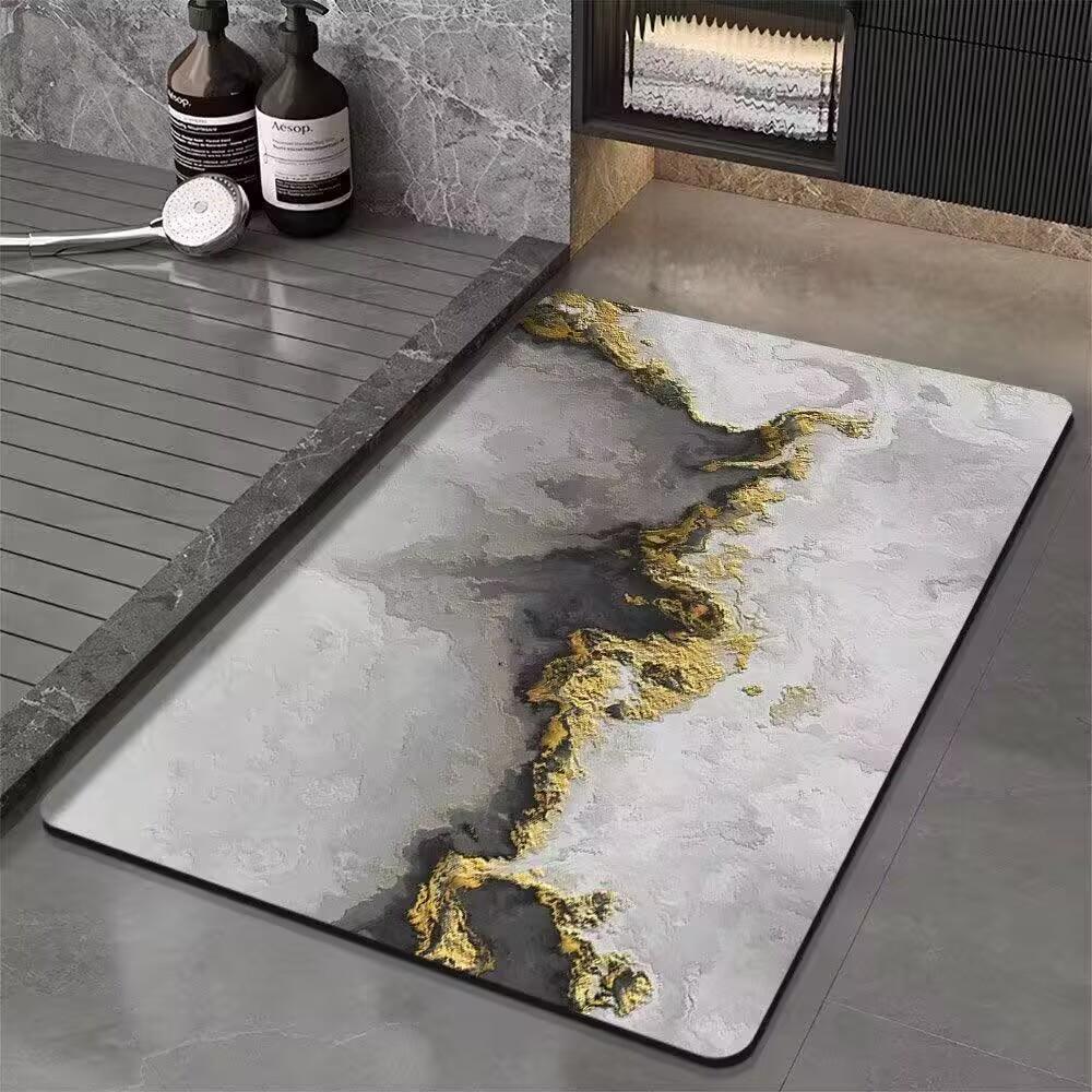 1pc Pure Color Rug Marble Texture 3D Printed Non-slip Rug Floor Entrance Mat Home Living Room Bedroom Decoration Birthday Gift