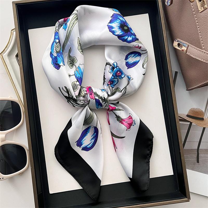 

70*70Cm Fashion Silk Scarf Bandana Women Luxury Hair Bands Square Scarves Neck Tie Bag Scarfs Satin Lady Wrap Headband 70X70CM