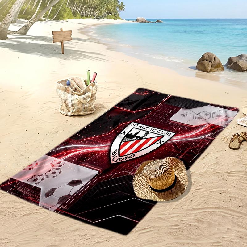 Athletic Bilbao Football Print Beach Towel, Large Soft Quick Dry Towel for Beach Camping Swimming