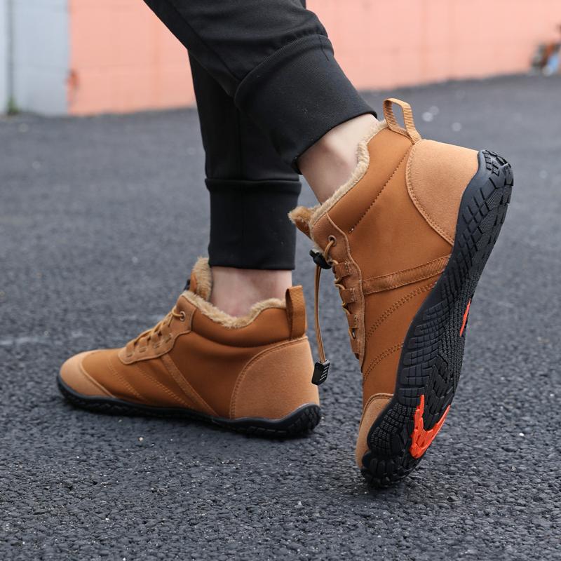 Men Winter Outdoor Velvet Warm Snow Boots Walking Shoes Waterproof Ski Shoes High-Top Large Size Cotton Boots Thick Cotton Shoes