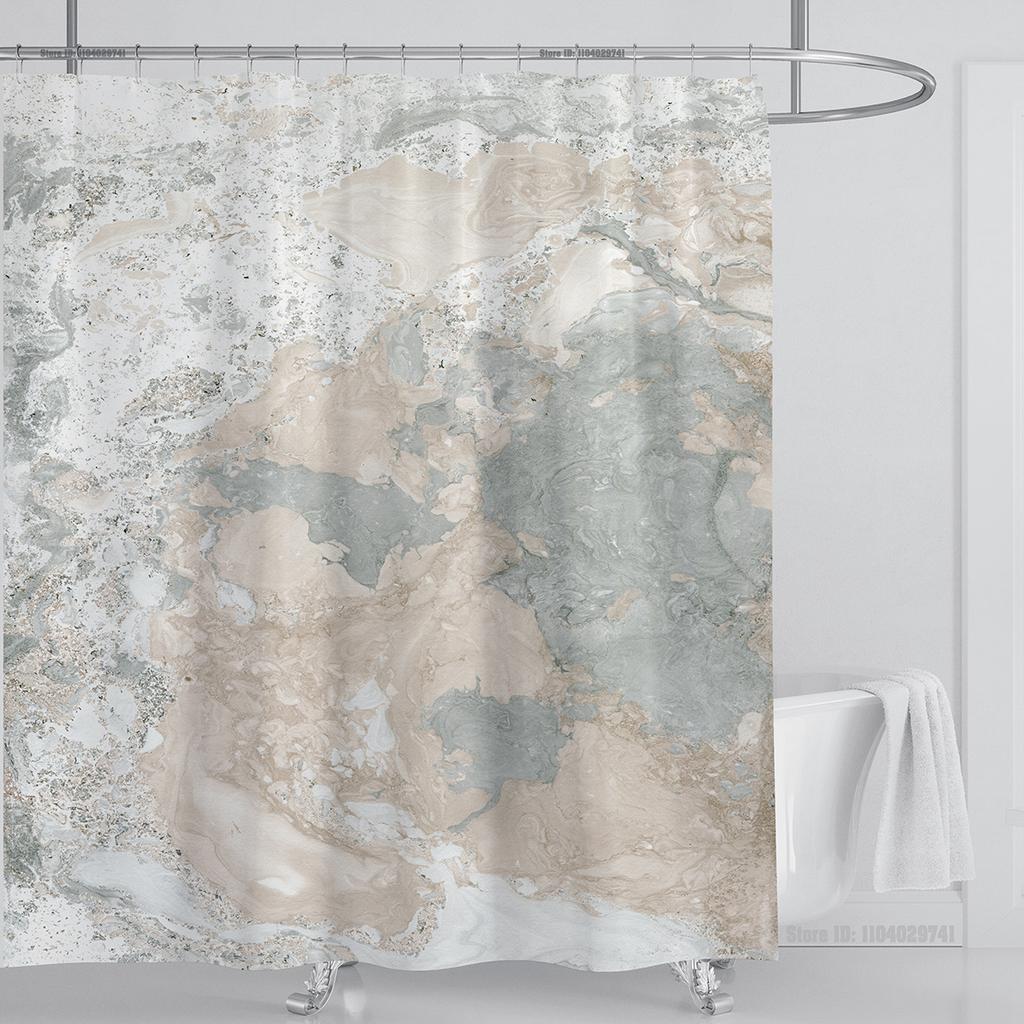 Marmor Wasserdichter Duschvorhang Wasserdichter Duschvorhang für Badezimmerdekor Bedruckter Waschbarer Duschvorhang mit Haken