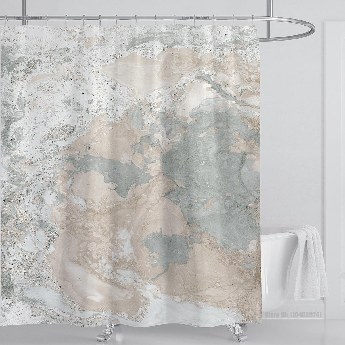 

Мраморная водонепроницаемая шторка для душа Водонепроницаемая шторка для душа для декора ванной комнаты Принтованная моющаяся шторка для душа с крючками W90xH180cm