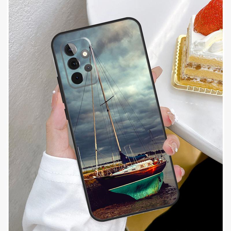 Yacht Sailing Boat Sunset Case For Samsung Galaxy A55 A35 A15 A14 A34 A54 A73 A53 A33 A23 A13 A12 A32 A52 A51 Cover