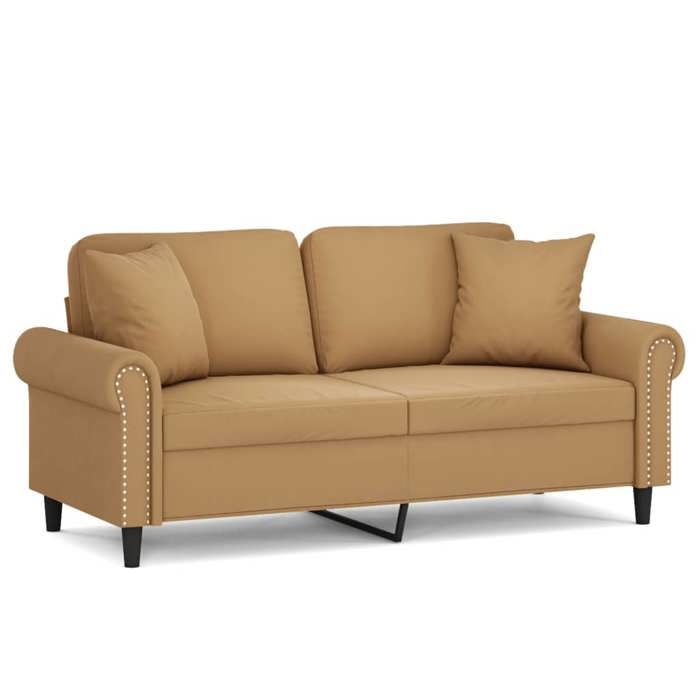 VidaXL 2-seater Sofa with Decorative Pillows Brown 140 Cm Velvet, Sofa, Upholstered Sofa, Living Room Seat, Loveseat, 3200952