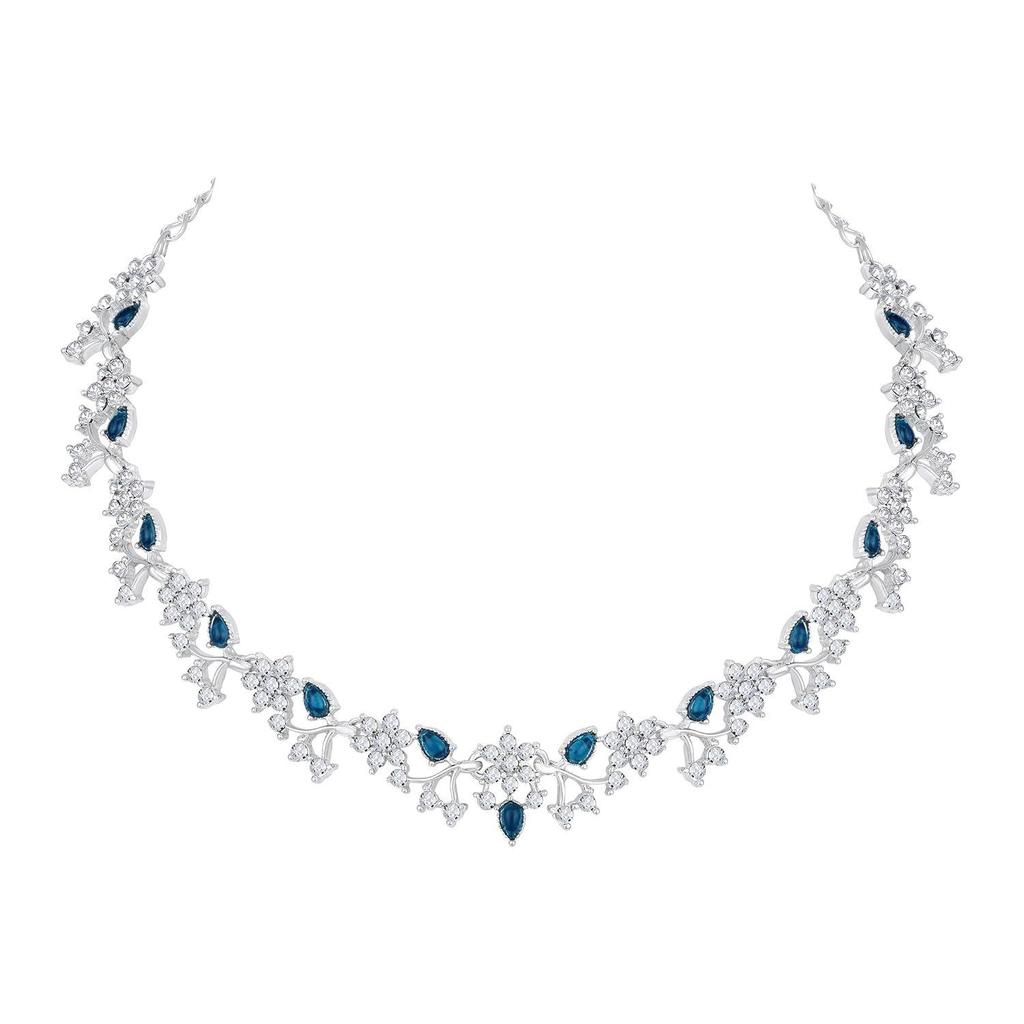 American Diamond AD with Colorful Crystal Necklace Jewellery Set for Women/Girls | Perfect for Weddings, Parties & Festive Occasions