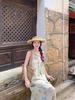 Coffee Break French Gentle Wind Neck Dress Seaside Holiday Design Niche Butterfly Printing Pure Desire Beach Dress
