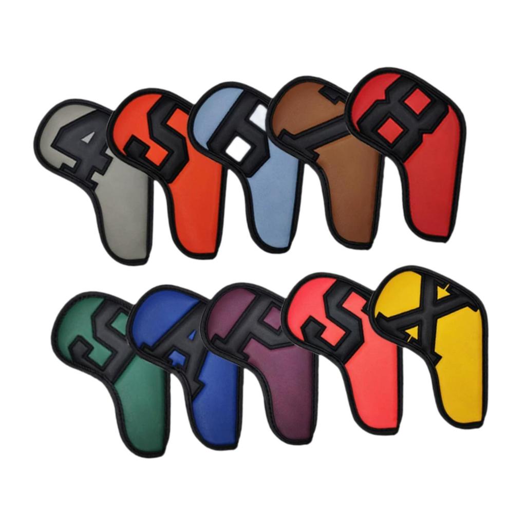 10x Golf Iron Headcovers Travel Portable Golfing Supplies Modern Golfer Gift Universal Wear Resistant Lightweight PU Protectors
