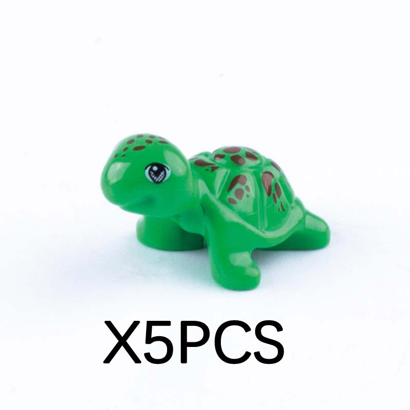 MOC Animal Building Blocks DIY Pig Fishes Octopus Penguin Turtles Figures Toys Set City Farm Zoo Accessories Bricks Kid Gift