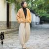 Chinese Style Women Vintage Linen Parkas Winter Warm Coats with Long Sleeve and Pockets