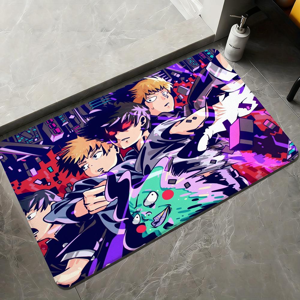 Tappetino per Pavimento Anime M-Mob Psycho 100 Tappeti in Flanella Morbidi Calore Invernale Tappetino Spesso Antiscivolo per Soggiorno Tappetino per Porta di Casa