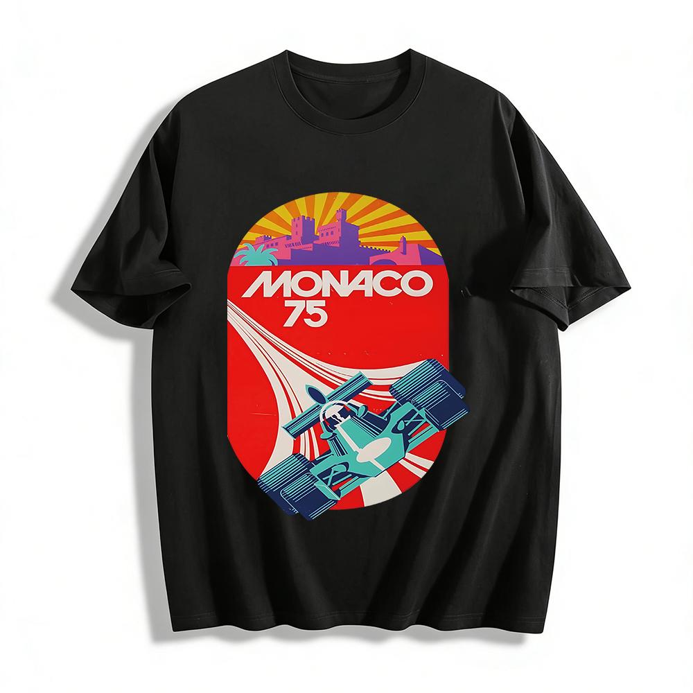 Vintage 1975 Monaco F1 Grand Prix Racing Print T-Shirt Unisex Casual Trendy Commemorative Top Pure cotton T-shirt XXS