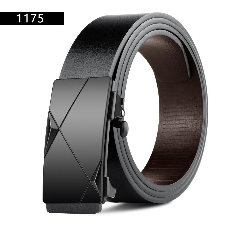 Men's Leather Alloy Automatic Buckle Belt - Business & Casual Cowhide Pants Belt