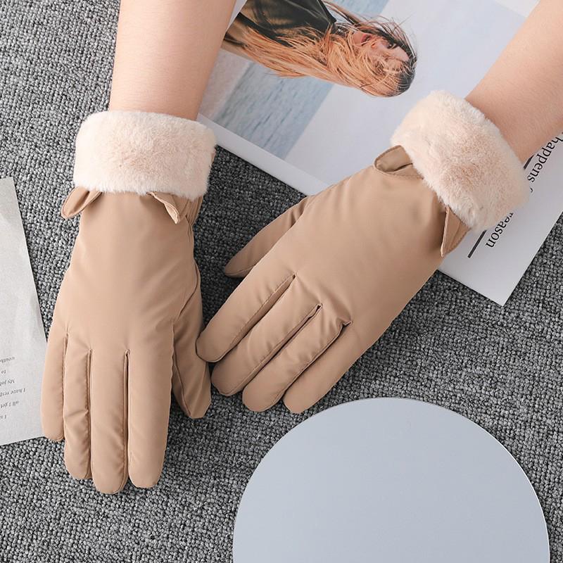 Guanti da Ciclismo da Esterno Touch Screen Antivento e Impermeabili Spessi Caldi con Fiocco per Donna