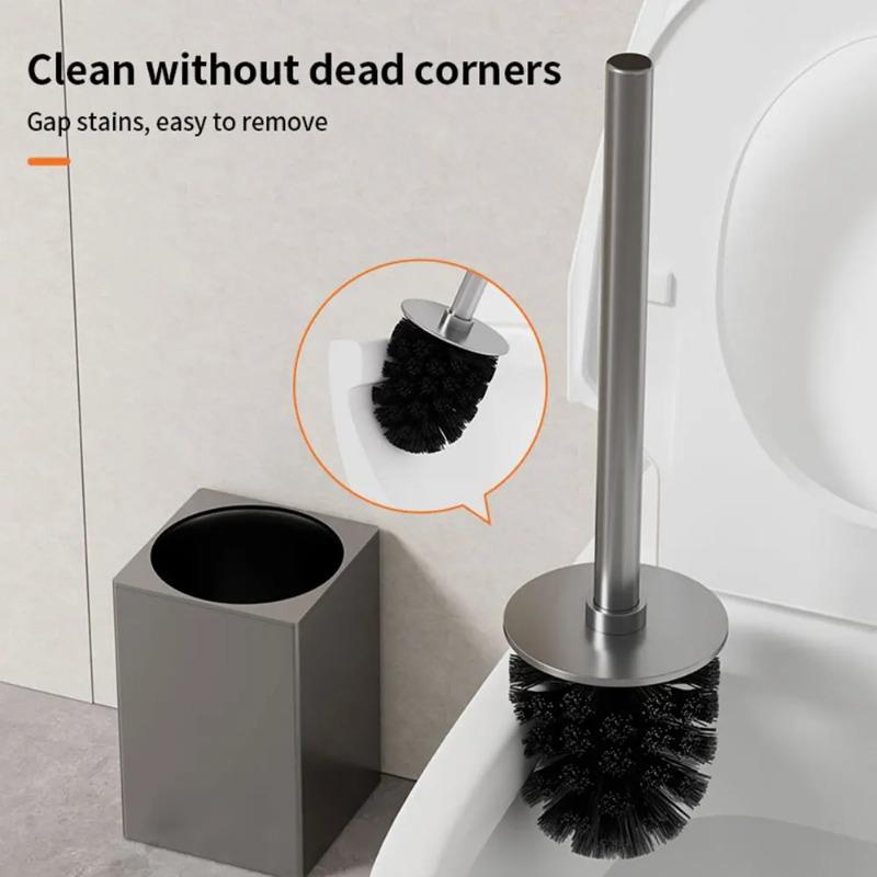 1pc Toilet Brush Metal Shell Wall-Mounted Toilet Brush Holder No Dead Angle Home Cleaning Tools Bathroom Accessories